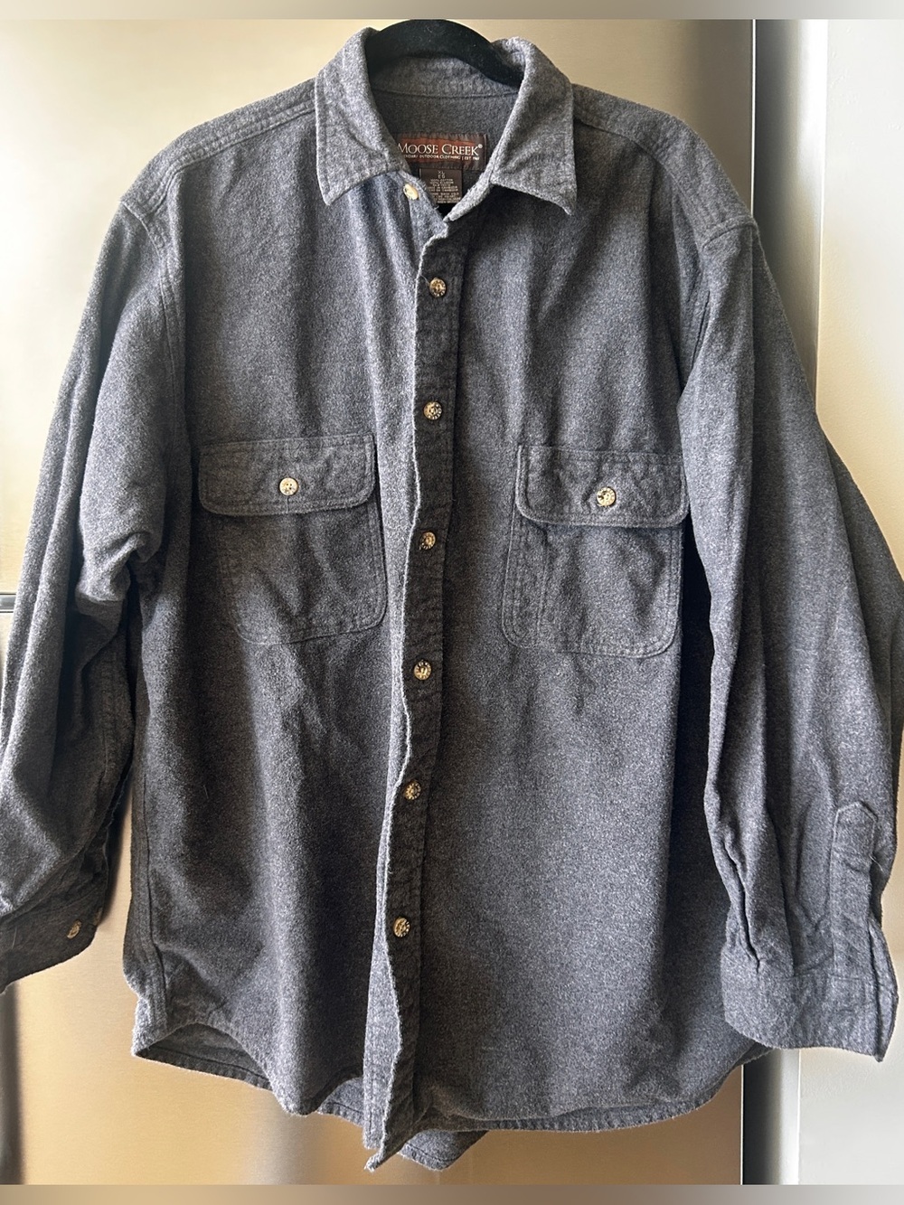 Moose Creek XL Heavyweight Cotton Flannel Shirt Gray Outdoor Workwear